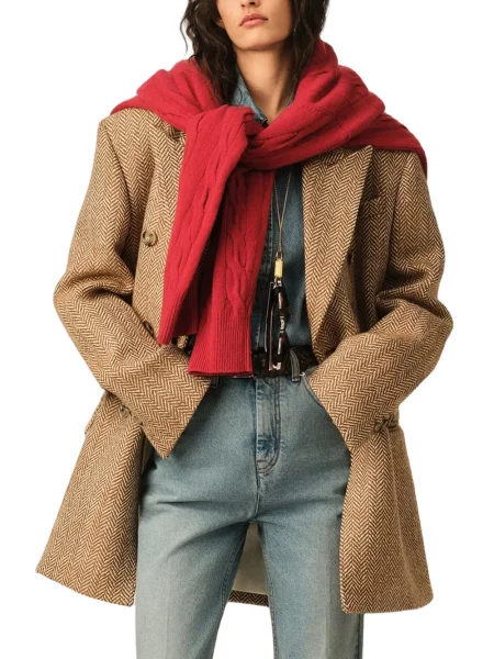Sacou Ami Paris de lână cu model herringbone