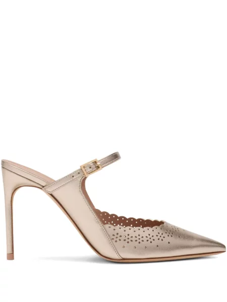 Papuci tip mules Malone Souliers cu broderie auriu