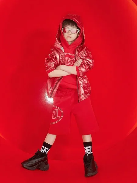 Diesel lyocell keverék szoknya SCIRCLEHOOD OVER SWEAT-SHIRT piros