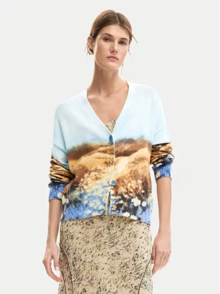 Kardigan Desigual s printom plava