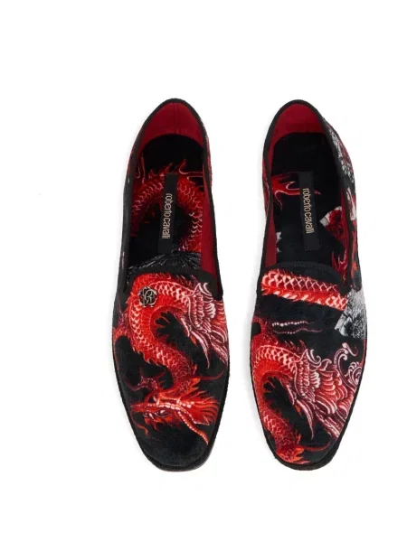 Raštuotos loaferiai Roberto Cavalli velvetinės juoda