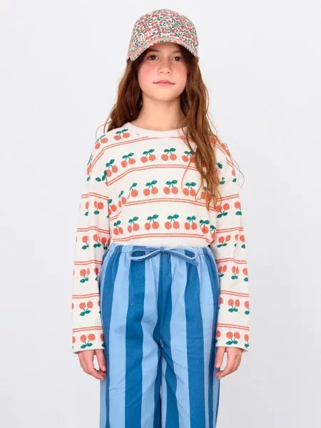 Tinycottons tričko s dlouhým rukávem CHERRY PATTERN RIB TEE bílé