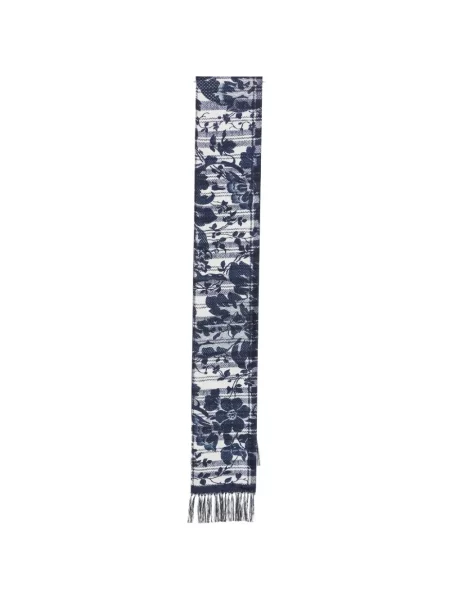 Fular Pierre-louis Mascia cu franjuri cu model floral albastru