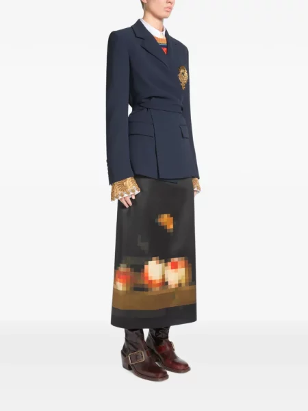 Sacou Dries Van Noten din crep albastru