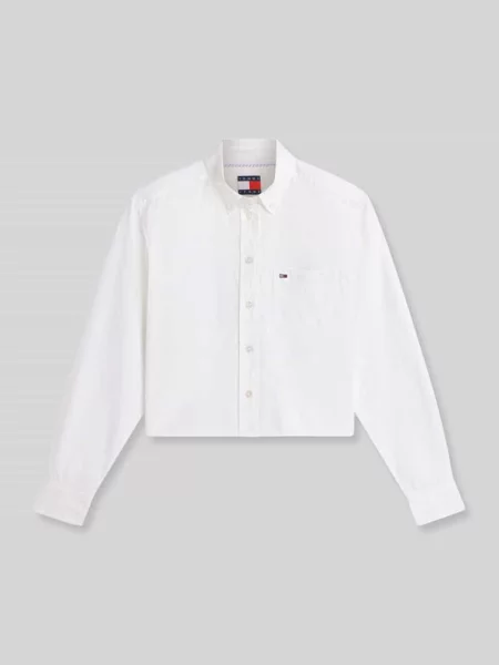Bluzka koszulowa o kroju relaxed fit z czystej bawełny Tommy Jeans biała