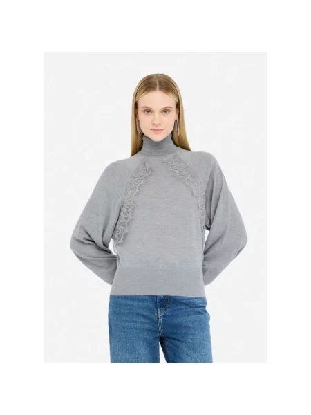 Sweter z golfem Liu Jo wełniany do golfa szary