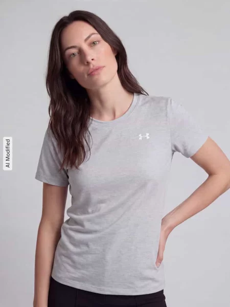 Bluzka o luźnym kroju sport t-shirt z nadruk z logo Under Armour biała