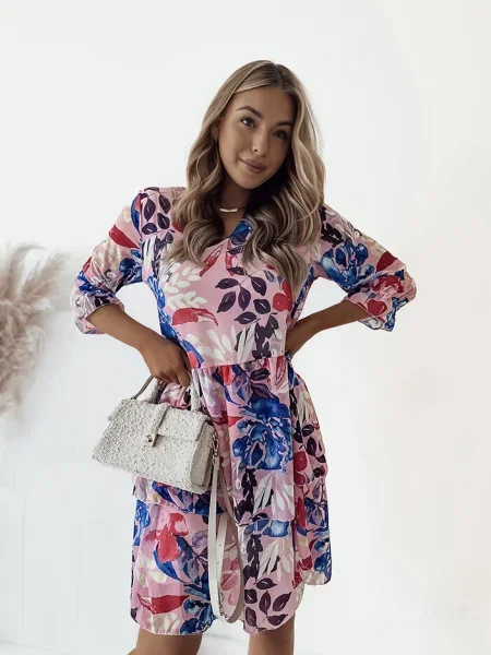 Rochie mini Resti cu model floral de costum albastru