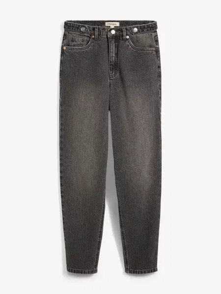 Jeansy mom high waist cropped szare