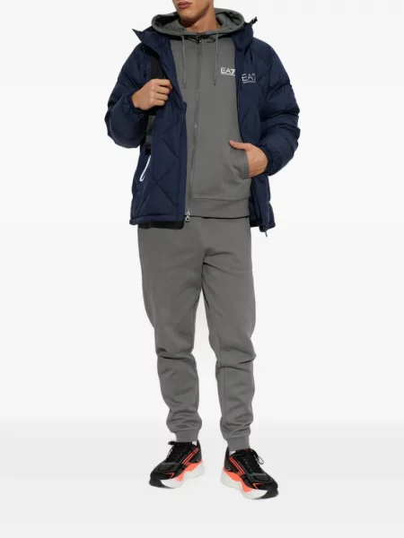 Geacă Ea7 Emporio Armani cu glugă albastru