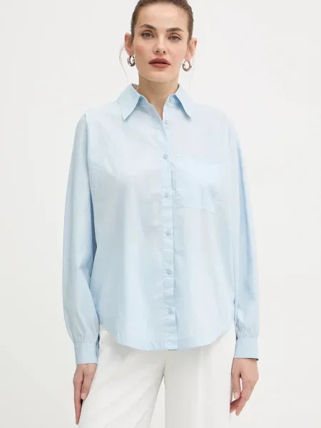 BOSS Orange koszula relaxed z kołnierzykiem klasycznym niebieski