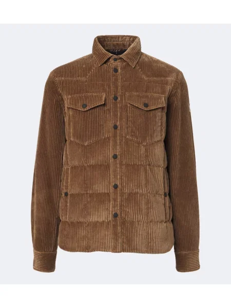 Geacă cu puf Moncler Grenoble de catifea cord maro