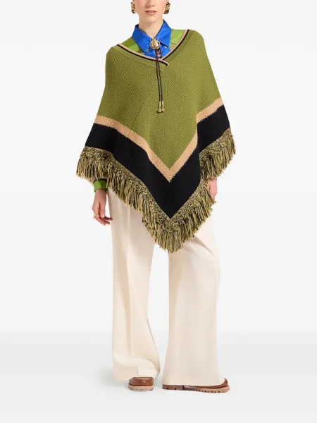 Poncho La Doublej cu broderie verde