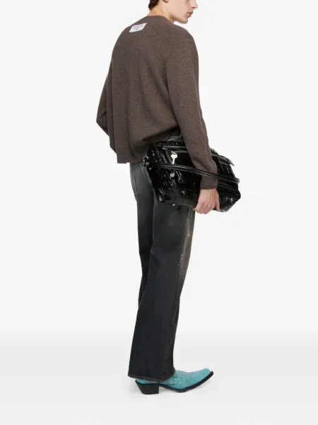 Pulover Acne Studios cu decolteu rotund maro