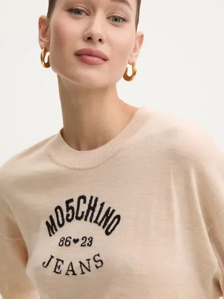 Moschino Jeans gyapjú pulóver bézs