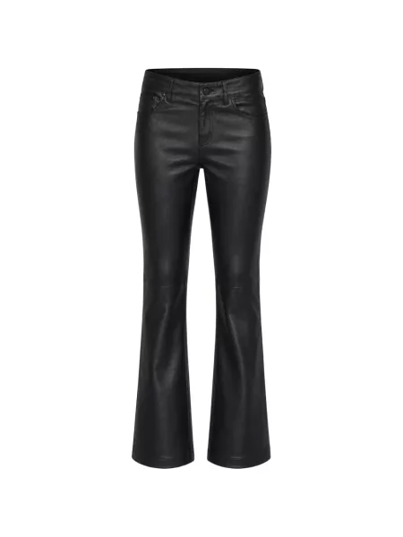 Pantaloni Ag Jeans din piele evazate negru