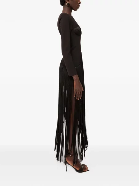 Rochie mini Nissa cu franjuri negru