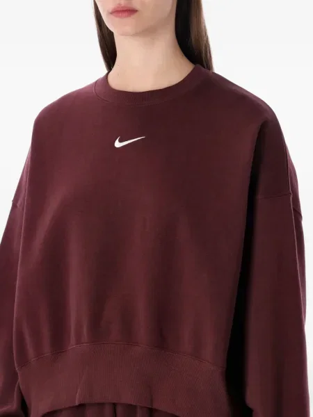 Sweter Nike zamszowy plisowany z nadrukiem brązowy