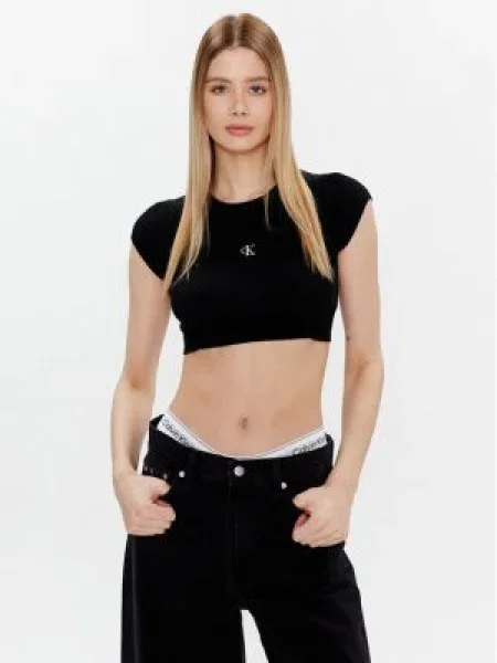 Bluză Calvin Klein Jeans cu spatele deschis negru