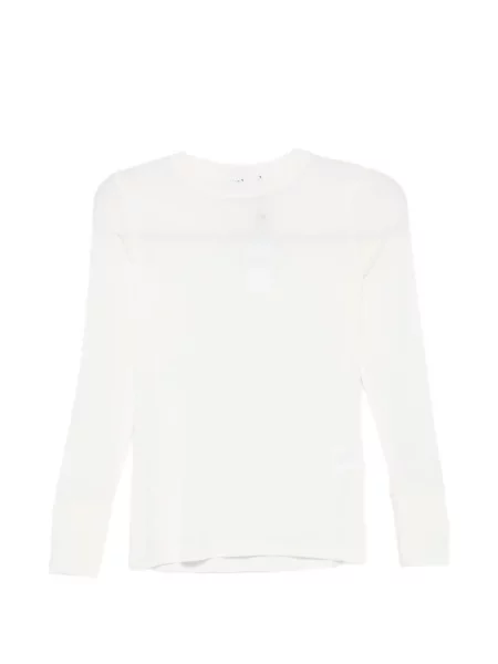 Lung top Vela Shop cu decolteu rotund alb