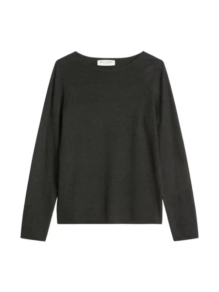 Sweter Marc O'polo wełniany z okrągłym dekoltem szary