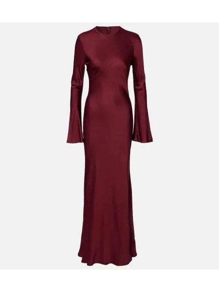 Rochie Rotate din satin bordo