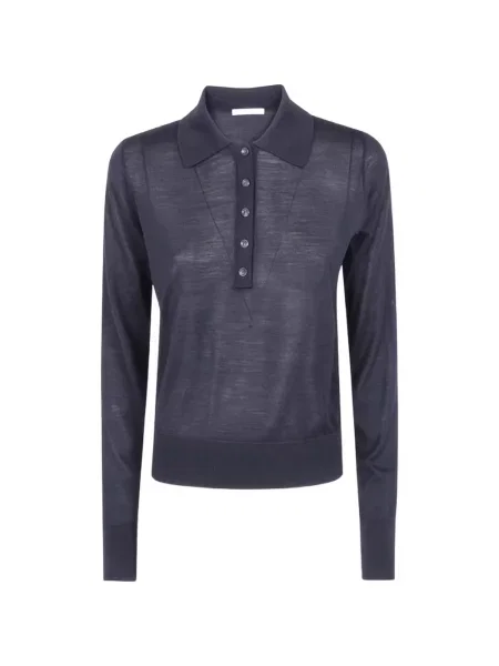 Lung tricou polo Roberto Collina tricotate negru