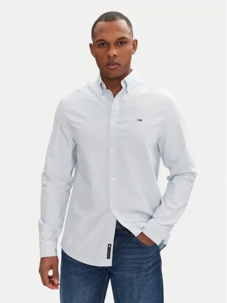 Tommy Hilfiger Koszule Mężczyzna Biały M Koszulka Oxford o kroju Custom Fit niebieska