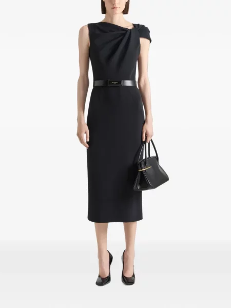 Rochie tip creion Givenchy drapată din crep negru