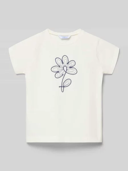 T-shirt z kwiatowym przeszyciem Mayoral biała