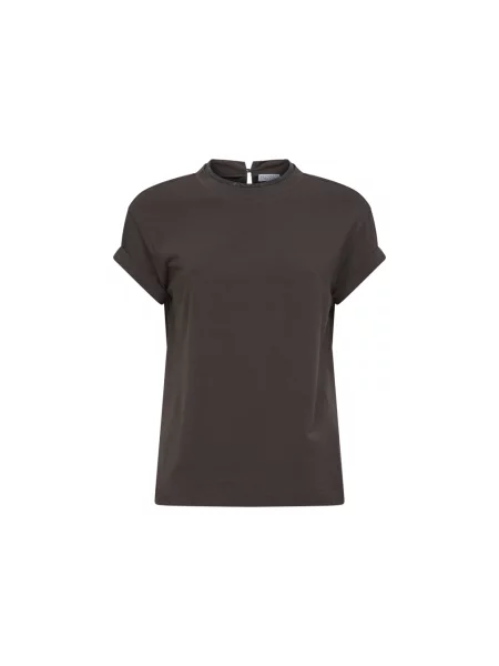 Koszulka Brunello Cucinelli ze stretchu brązowa