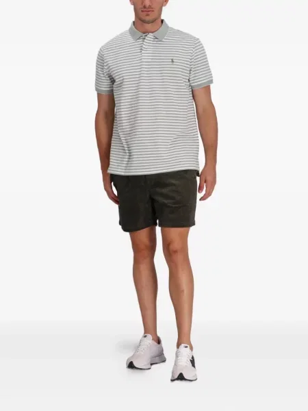 Lněné pruhované tričko Polo Ralph Lauren šedé