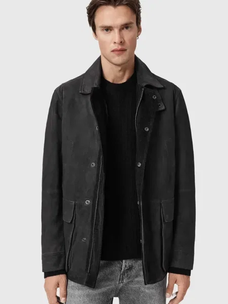 Велурено палто AllSaints BOLTON черно