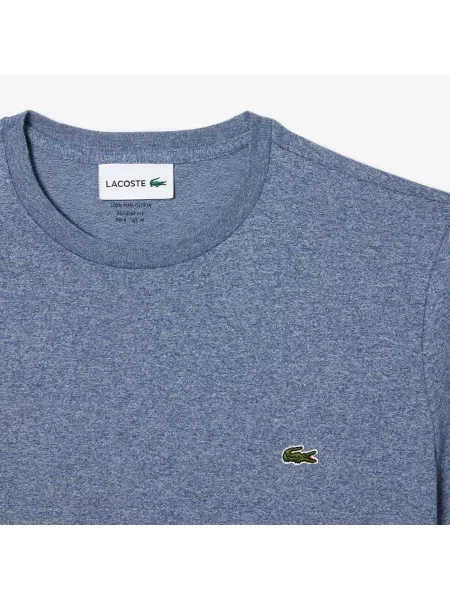 Lacoste T-Shirt Z Dekoltem Typu Crew Neck Z Bawełny Pima niebieski