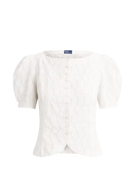 Blugi Polo Ralph Lauren cu broderie de in cu două rânduri de nasturi roz