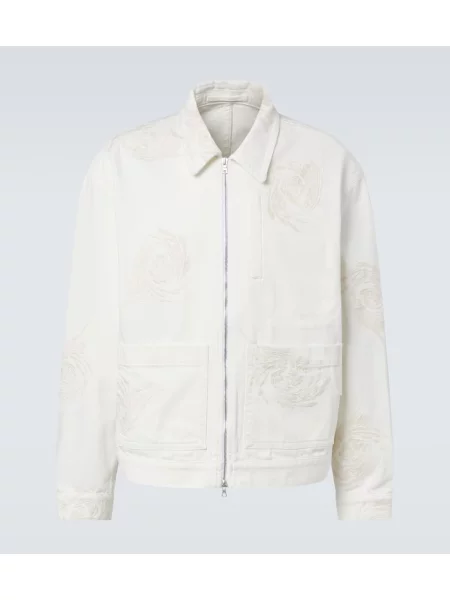 Geacă de blugi Dries Van Noten cu broderie alb