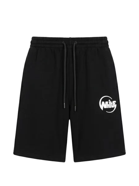 Pantaloni scurți Off-white cu imagine cu cordon alb