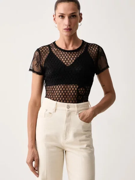 Max&Co. tricou pentru femei din dantelă MCLPUZZLE negru
