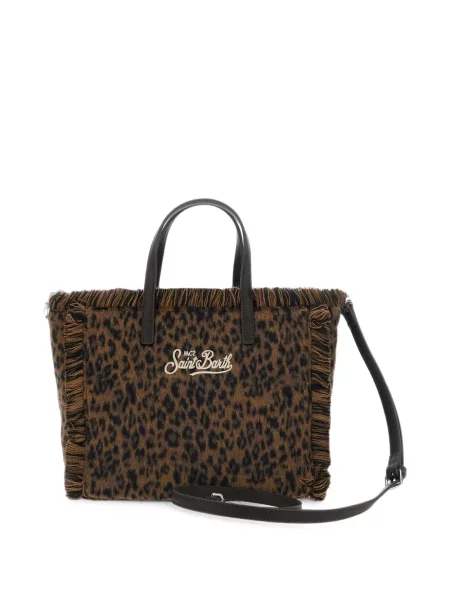 Geantă shopper Mc2 Saint Barth cu imagine cu model leopard maro