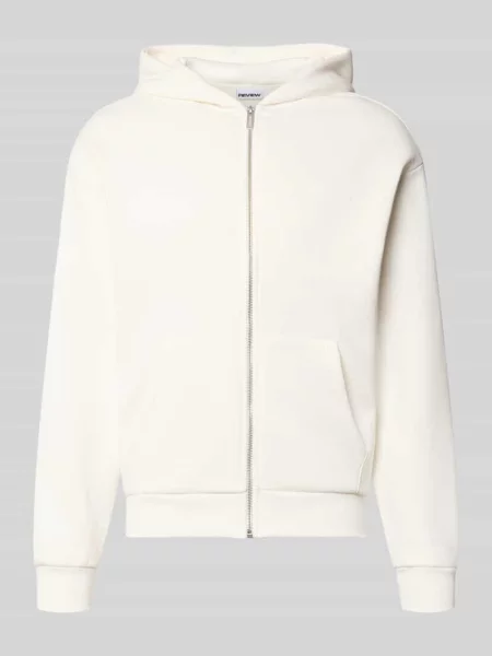 Bluza rozpinana w kroju regular fit z kieszenią kangurka Review biała