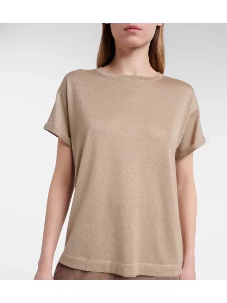 Tricou Brunello Cucinelli de mătase maro