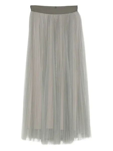Fusta plisata Forte_forte din tul plisată verde
