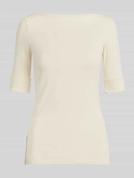 T-shirt krój slim fit z czystej bawełny Lauren Ralph Lauren beżowe