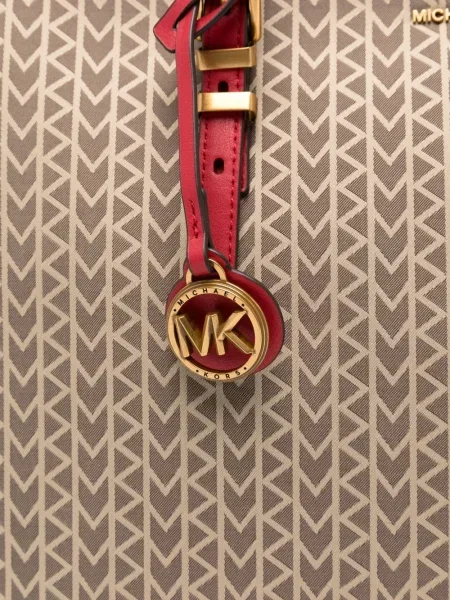 Geanta de piele Michael Michael Kors din piele cu cataramă gri