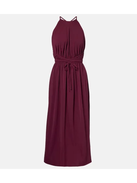 Rochie midi Eres din jerseu până la genunchi cu gât halter bordo
