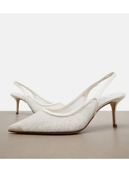 Pantofi cu toc Jimmy Choo din piele slingback alb