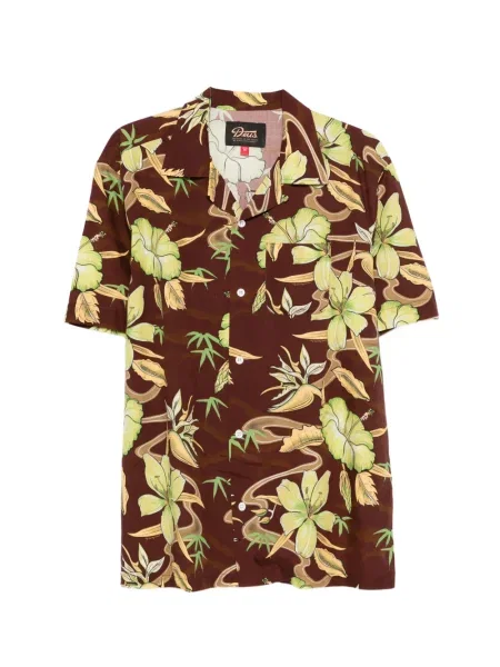 Cămașă Deus Ex Machina cu model floral maro