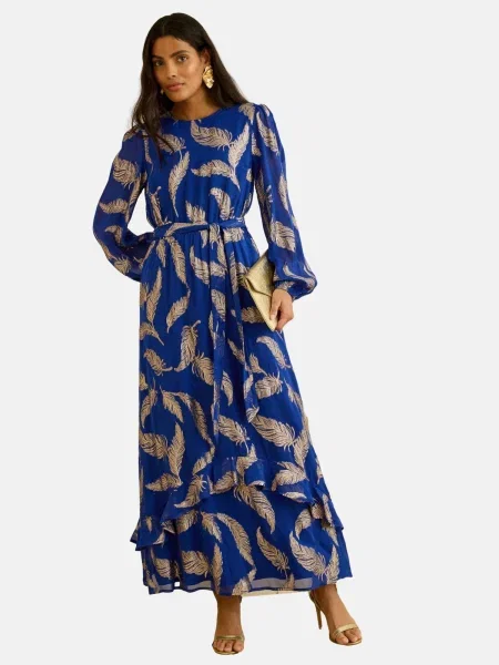 Love & roses Rochie albastru / taupe gri