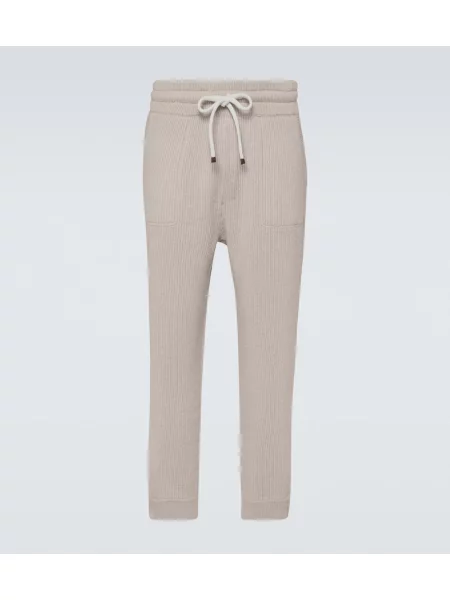 Kašmírové tepláky Brunello Cucinelli béžové