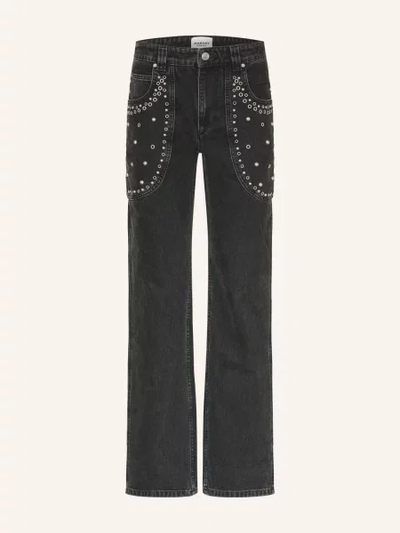 Marant Étoile Džíny Staright Silka faded black černé